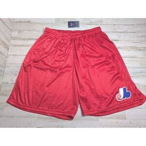 NWT Vintage Montreal Expos Mesh Shorts Mens Large Red MLB Baseball 90s